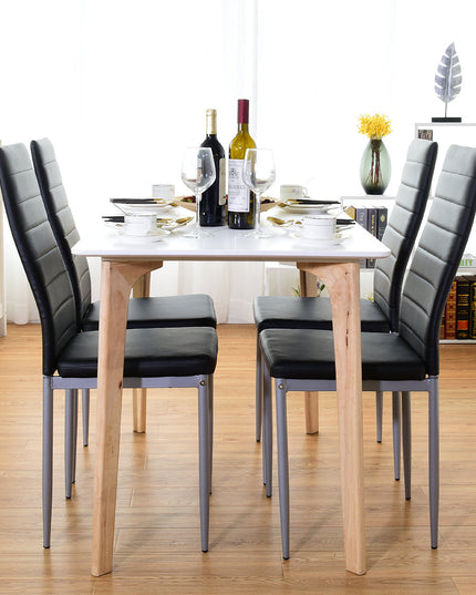 Giantex Set of 4 PU Leather Dining Side Chairs with Padded Seat Foot Cap