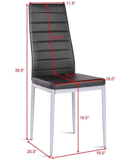 Giantex Set of 4 PU Leather Dining Side Chairs with Padded Seat Foot Cap