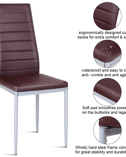 Giantex Set of 4 PU Leather Dining Side Chairs with Padded Seat Foot Cap