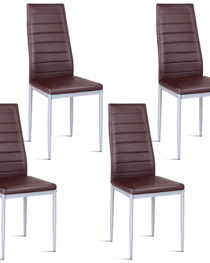 Giantex Set of 4 PU Leather Dining Side Chairs with Padded Seat Foot Cap