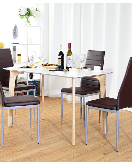 Giantex Set of 4 PU Leather Dining Side Chairs with Padded Seat Foot Cap