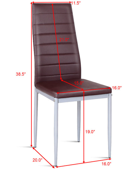 Giantex Set of 4 PU Leather Dining Side Chairs with Padded Seat Foot Cap