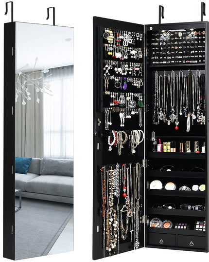 Wall Door Jewelry Armoire Cabinet with Full-Length Mirror - Giantex