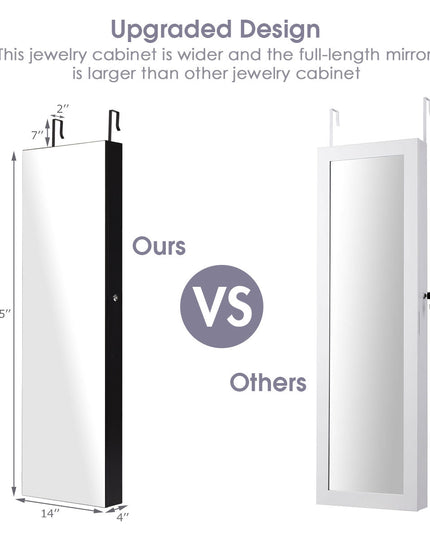 Wall Door Jewelry Armoire Cabinet with Full-Length Mirror