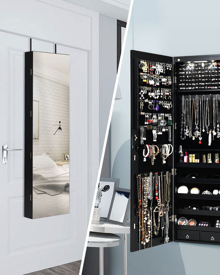 Wall Door Jewelry Armoire Cabinet with Full-Length Mirror