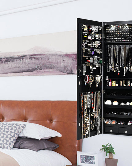 Wall Door Jewelry Armoire Cabinet with Full-Length Mirror