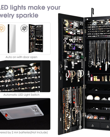 Wall Door Jewelry Armoire Cabinet with Full-Length Mirror
