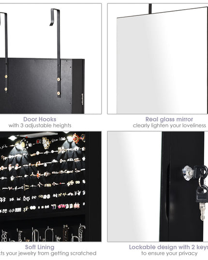 Wall Door Jewelry Armoire Cabinet with Full-Length Mirror
