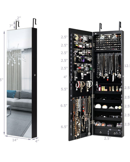 Wall Door Jewelry Armoire Cabinet with Full-Length Mirror