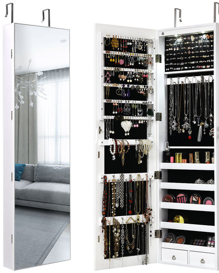Wall Door Jewelry Armoire Cabinet with Full-Length Mirror