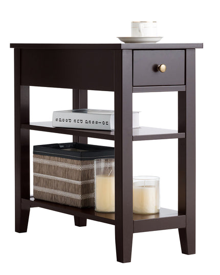 Giantex 3-Tier End Table with Drawer and Double Shelves Narrow Tiered Side Table for Bedroom