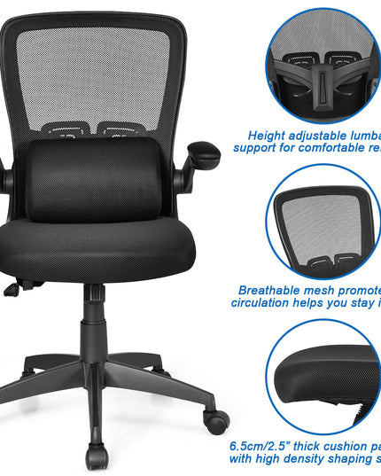 Giantex Ergonomic Desk Chair w/ Portable Lumbar Pillow (Black)