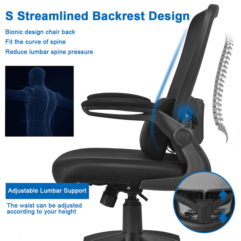 Giantex Ergonomic Desk Chair w/ Portable Lumbar Pillow (Black)