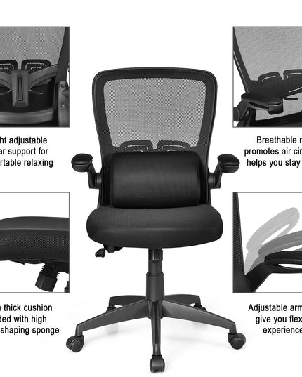 Giantex Ergonomic Desk Chair w/ Portable Lumbar Pillow (Black)