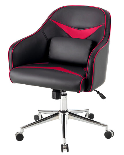 Giantex PU Leather Gaming Chair, Adjustable Height Mid-back Armchair w/ Massage Lumbar Pillow