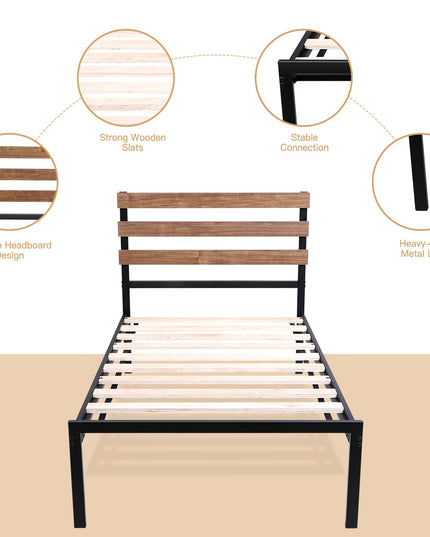 Easy Assembly Twin Metal Bed Frame No Box Spring Needed