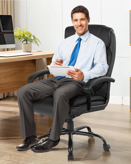 Giantex Executive Office Chair, Big and Tall Massage Chair w/ 6 Vibrating Points (Black)