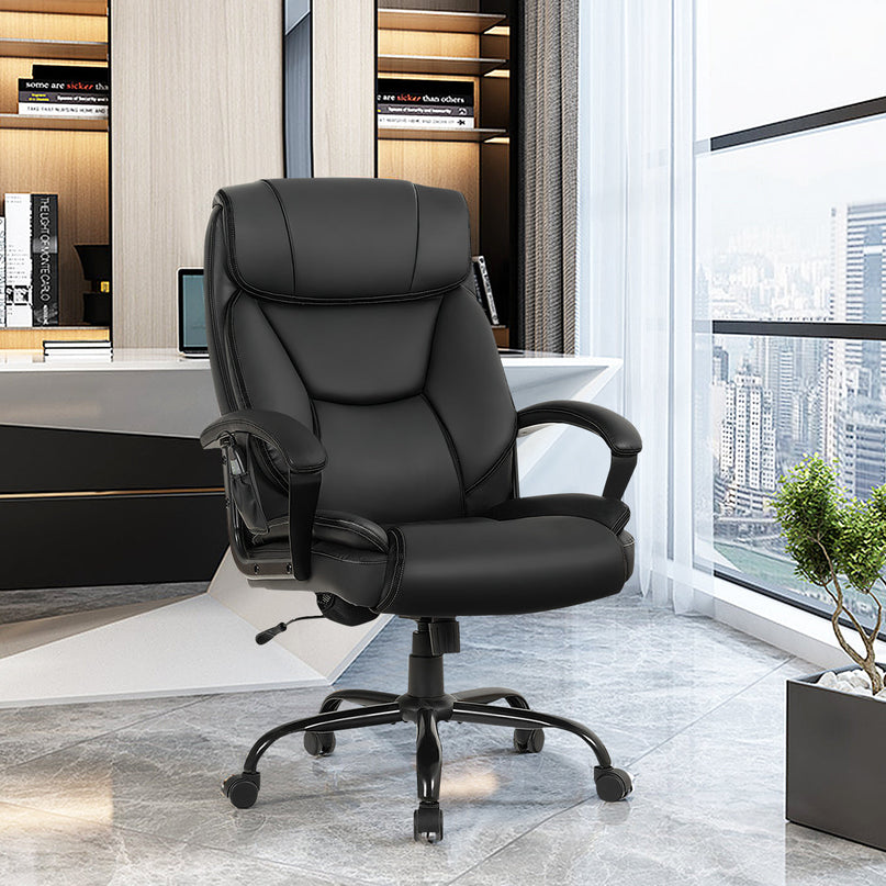 Giantex Executive Office Chair, Big and Tall Massage Chair w/ 6 Vibrating Points (Black)