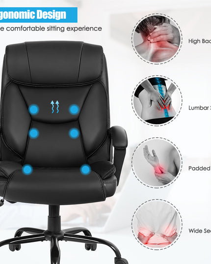 Giantex Executive Office Chair, Big and Tall Massage Chair w/ 6 Vibrating Points (Black)