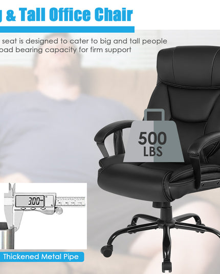 Giantex Executive Office Chair, Big and Tall Massage Chair w/ 6 Vibrating Points (Black)