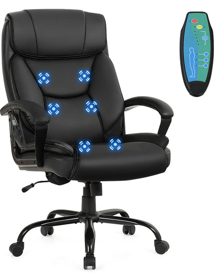 Giantex Executive Office Chair, Big and Tall Massage Chair w/ 6 Vibrating Points (Black)