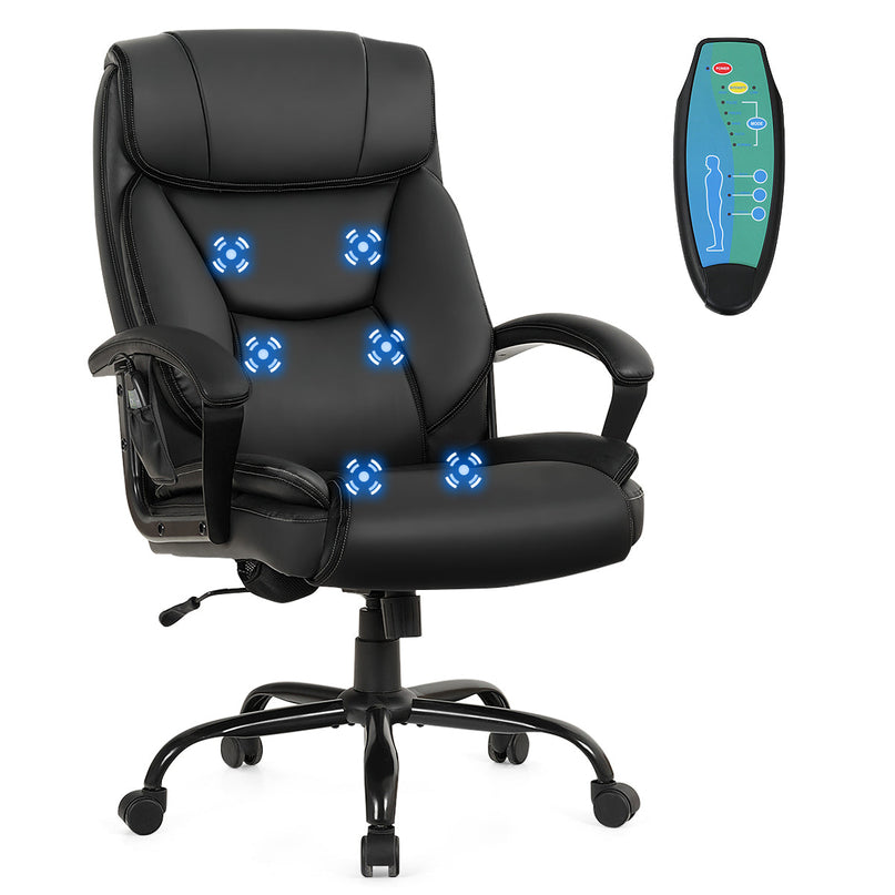 Giantex Executive Office Chair, Big and Tall Massage Chair w/ 6 Vibrating Points (Black)