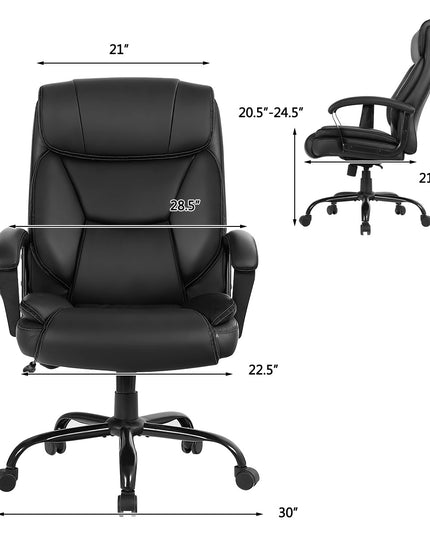 Giantex Executive Office Chair, Big and Tall Massage Chair w/ 6 Vibrating Points (Black)