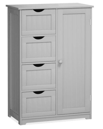 Giantex Bathroom Floor Cabinet Wooden with 1 Door & 4 Drawer