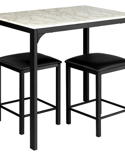 3 Pcs Dining Table and Chairs Set with Faux Marble Tabletop 2 Chairs
