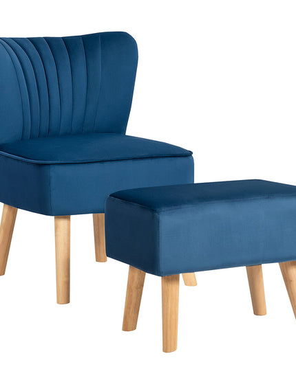 Velvet Accent Chair with Ottoman for Living Reading Room Bedroom - Giantexus