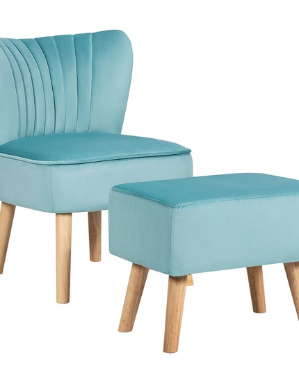 Velvet Accent Chair with Ottoman for Living Reading Room Bedroom - Giantexus