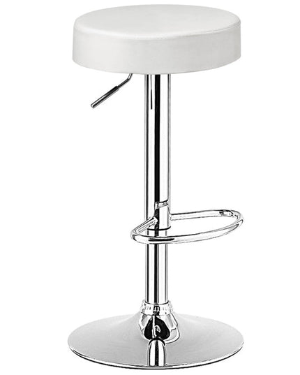 Modern Swivel Backless Round Barstool, PU Leather Armless bar Chair with Height Adjustable, Chrome Footrest