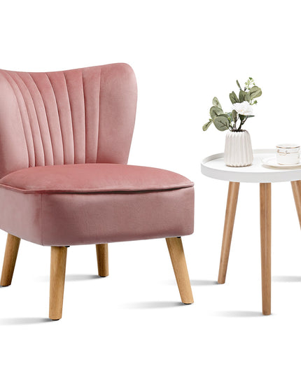 Giantex Round Side Table End Table with Wooden Tray