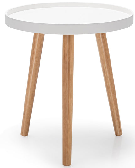 Giantex Round Side Table End Table with Wooden Tray