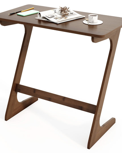 Giantex Bamboo TV Tray Table, Z Shaped Sofa Couch Side Table for Eating Snacks Coffee Laptop