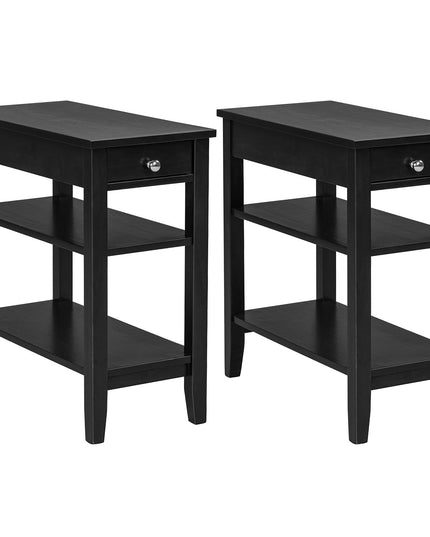 Giantex End Table Sofa Side Table with Drawer, 3-Tier Nightstand with Storage Shelves