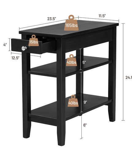 Giantex End Table Sofa Side Table with Drawer, 3-Tier Nightstand with Storage Shelves