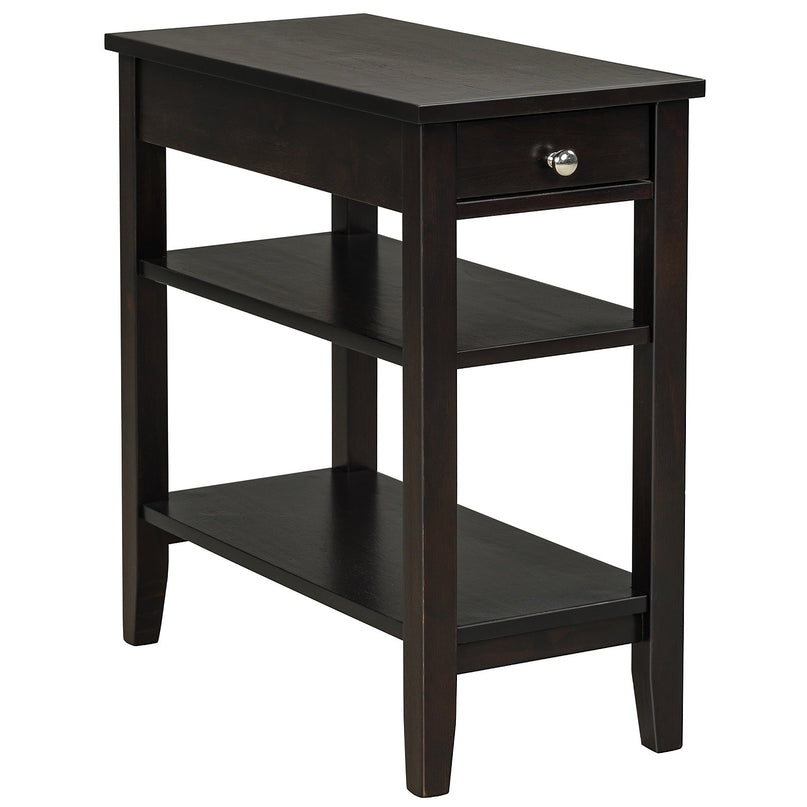 Giantex End Table Sofa Side Table with Drawer, 3-Tier Nightstand with Storage Shelves