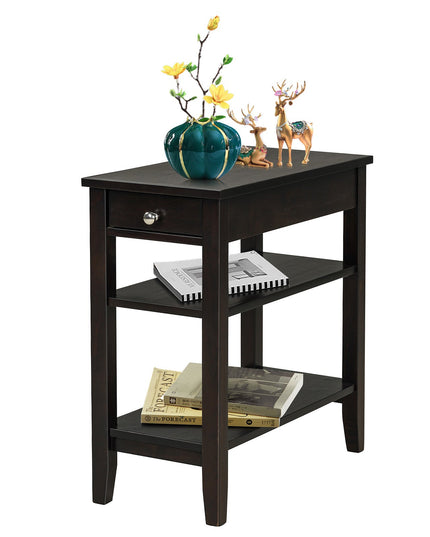Giantex End Table Sofa Side Table with Drawer, 3-Tier Nightstand with Storage Shelves