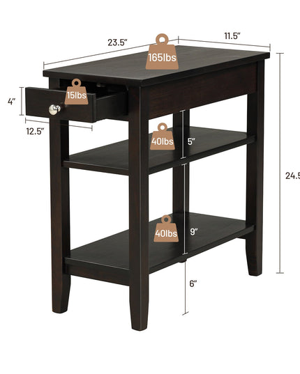 Giantex End Table Sofa Side Table with Drawer, 3-Tier Nightstand with Storage Shelves