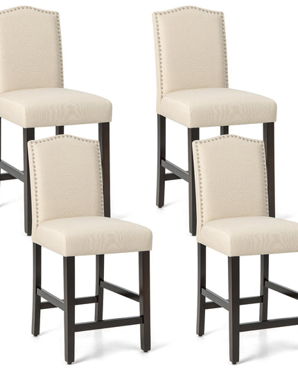 Giantex Bar Stools Set of 2, 25" Counter Height Bar Dining Chairs with Rubber Wood Legs