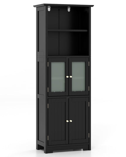 Giantex 64" Tall Bathroom Storage Cabinet, Freestanding Kitchen Pantry Cupboard with 2 Cabinets