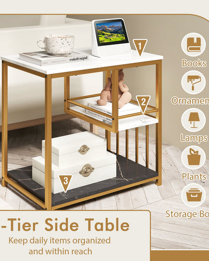 Giantex Side Table with Storage, 3-Tier End Table