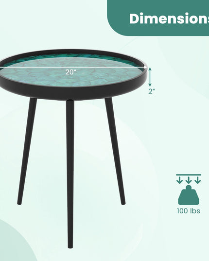 Giantex Outdoor Side Table, Round End Table with Epoxy Resin Finish
