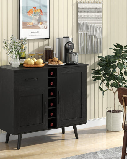 Giantex Buffet Sideboard Storage Cabinet - Wood Pantry Cupboard with 6-Bottle Wine Rack