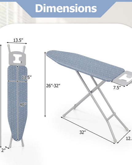 Giantex Ironing Board with Iron Rest, 48'' x 13.5'' Carbon Steel Iron Board with 4 Layer Heat Resistant Cover & Pad
