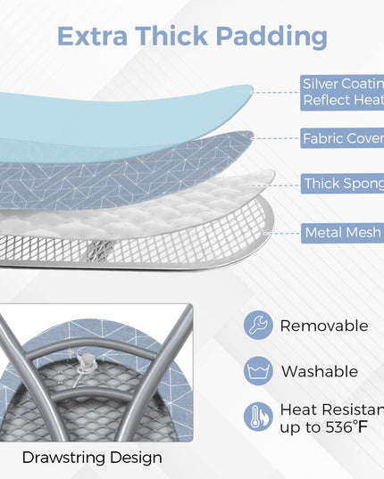 Giantex Ironing Board with Iron Rest, 48'' x 13.5'' Carbon Steel Iron Board with 4 Layer Heat Resistant Cover & Pad