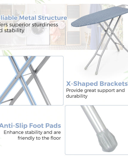 Giantex Ironing Board with Iron Rest, 48'' x 13.5'' Carbon Steel Iron Board with 4 Layer Heat Resistant Cover & Pad
