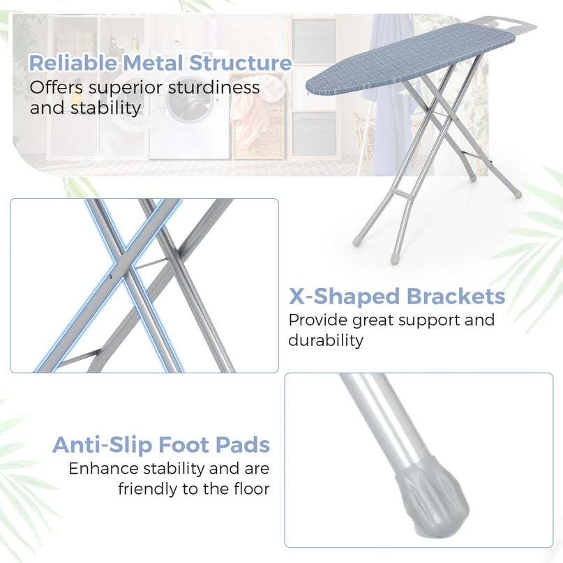 Giantex Ironing Board with Iron Rest, 48'' x 13.5'' Carbon Steel Iron Board with 4 Layer Heat Resistant Cover & Pad