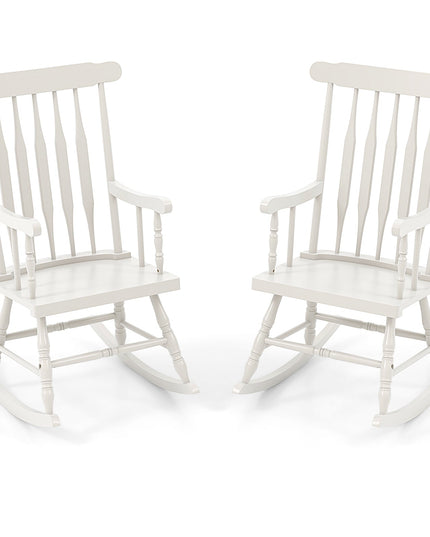 Giantex Outdoor Wood Rocking Chair - Set of 2 Patio Rocking Chair with Solid Frame